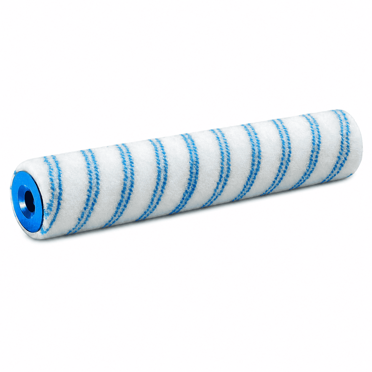 Weiß Blaue Lackierwalze 40 Zentimeter auf weißem Hintergrund
