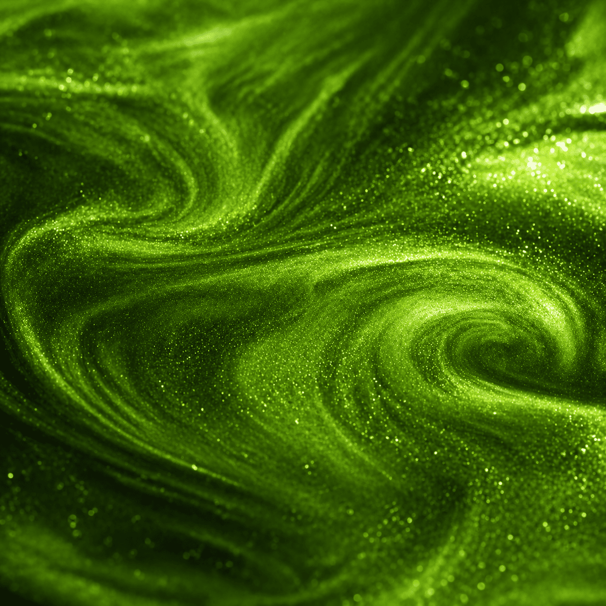 Nahaufnahme von Apple Green UV Metallic-Epoxidharz mit leuchtender Apfelgrün-Optik, luxuriöser Marmorstruktur, brillantem Perleffekt, intensivem Grünschimmer und faszinierender Tiefenwirkung.