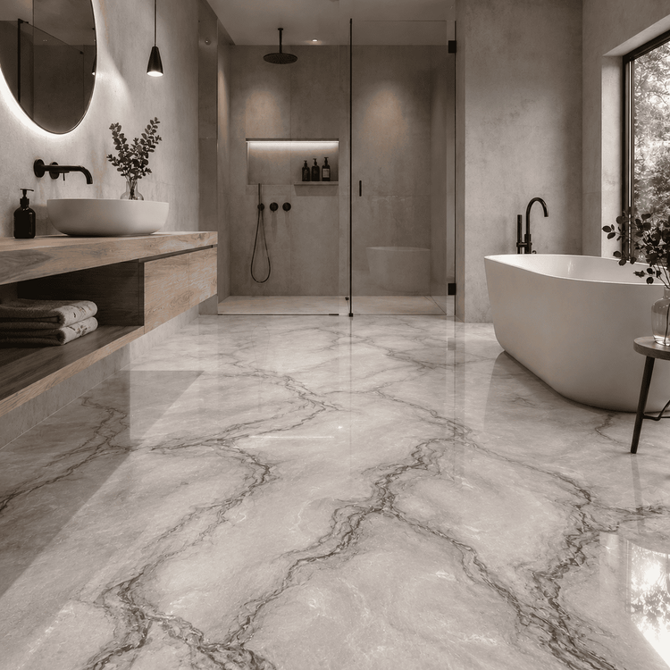 Hochweißes Badezimmer mit Dusche