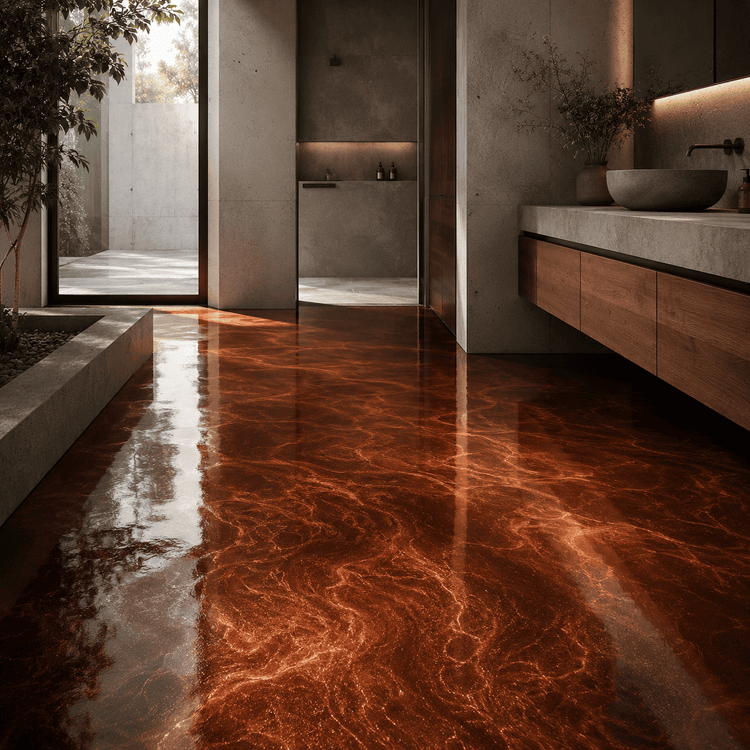 Bronzenes Badezimmer mit Dusche