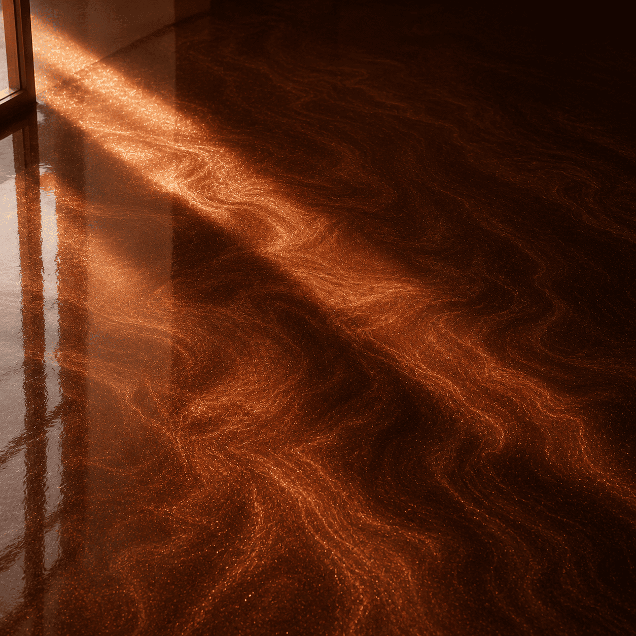 Bronzener Boden unter UV-Licht
