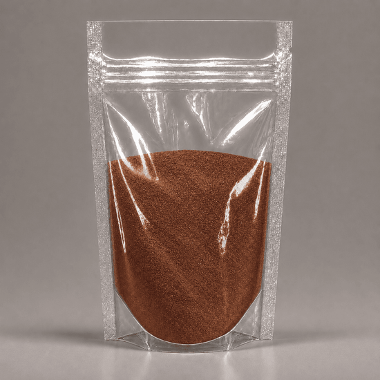 Bronzenes Pulver in durchsichtiger Plastik Verpackung