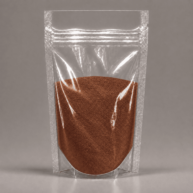 Bronzenes Pulver in durchsichtiger Plastik Verpackung