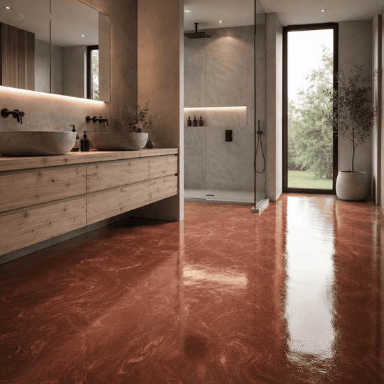 Braunes Badezimmer mit Dusche