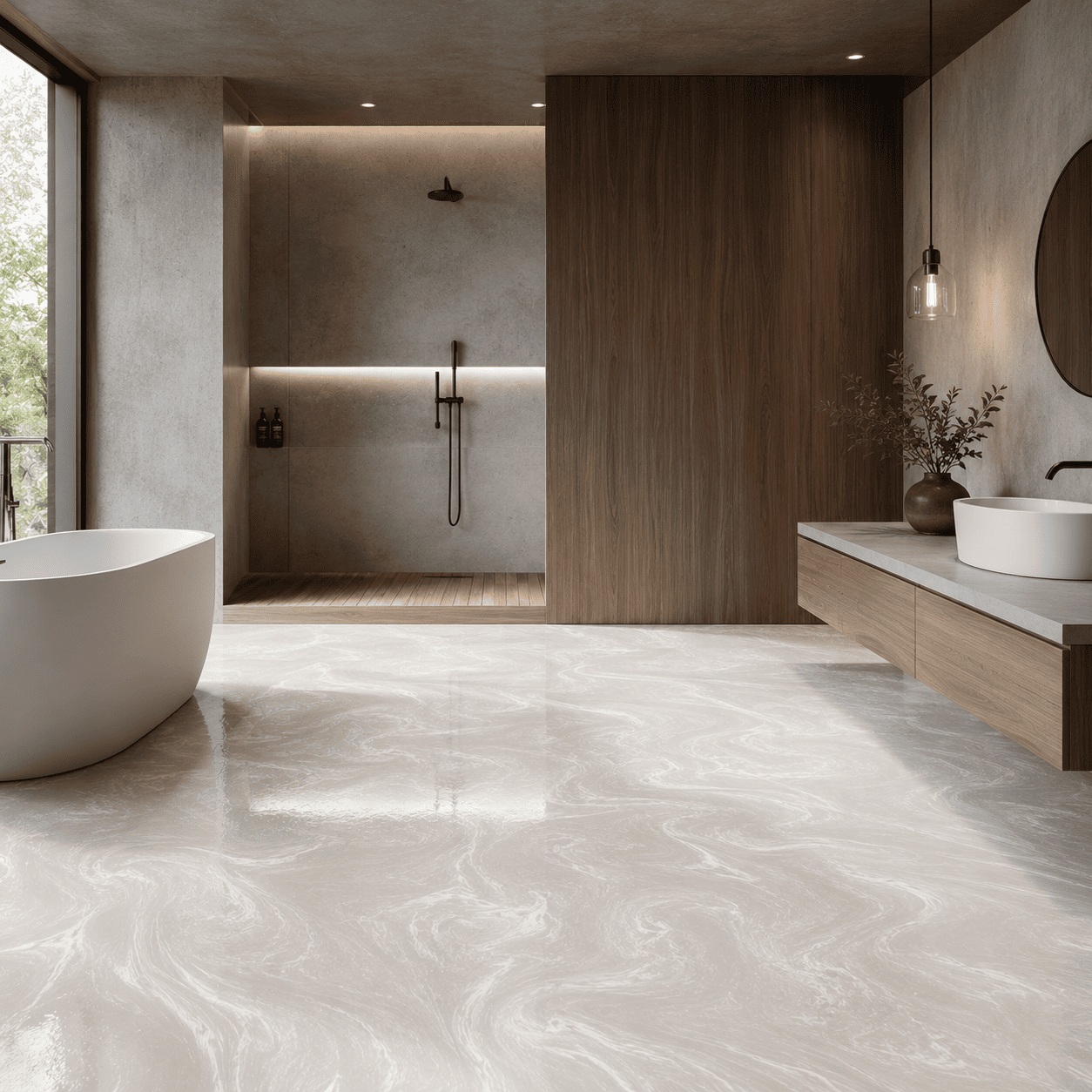 Ultraweißes Badezimmer mit Dusche