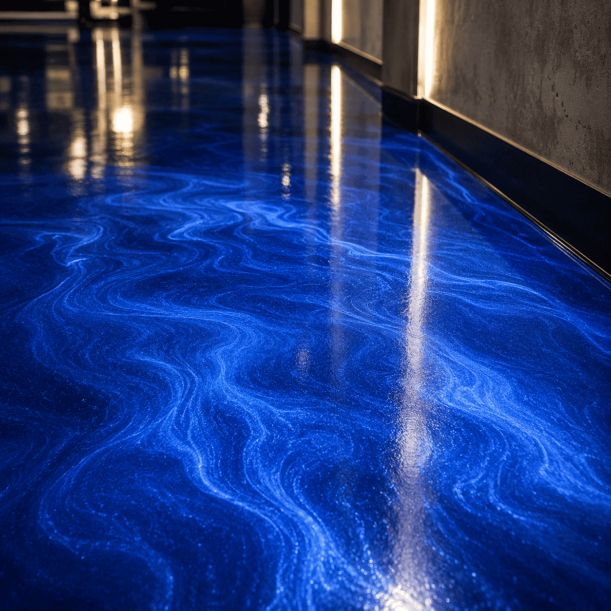 Blauer Boden unter UV-Licht