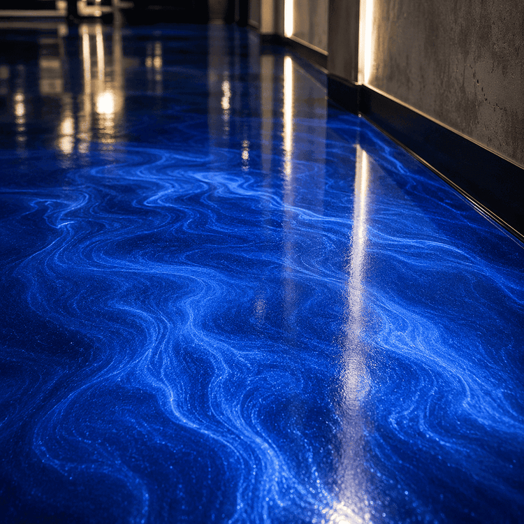 Blauer Boden unter UV-Licht