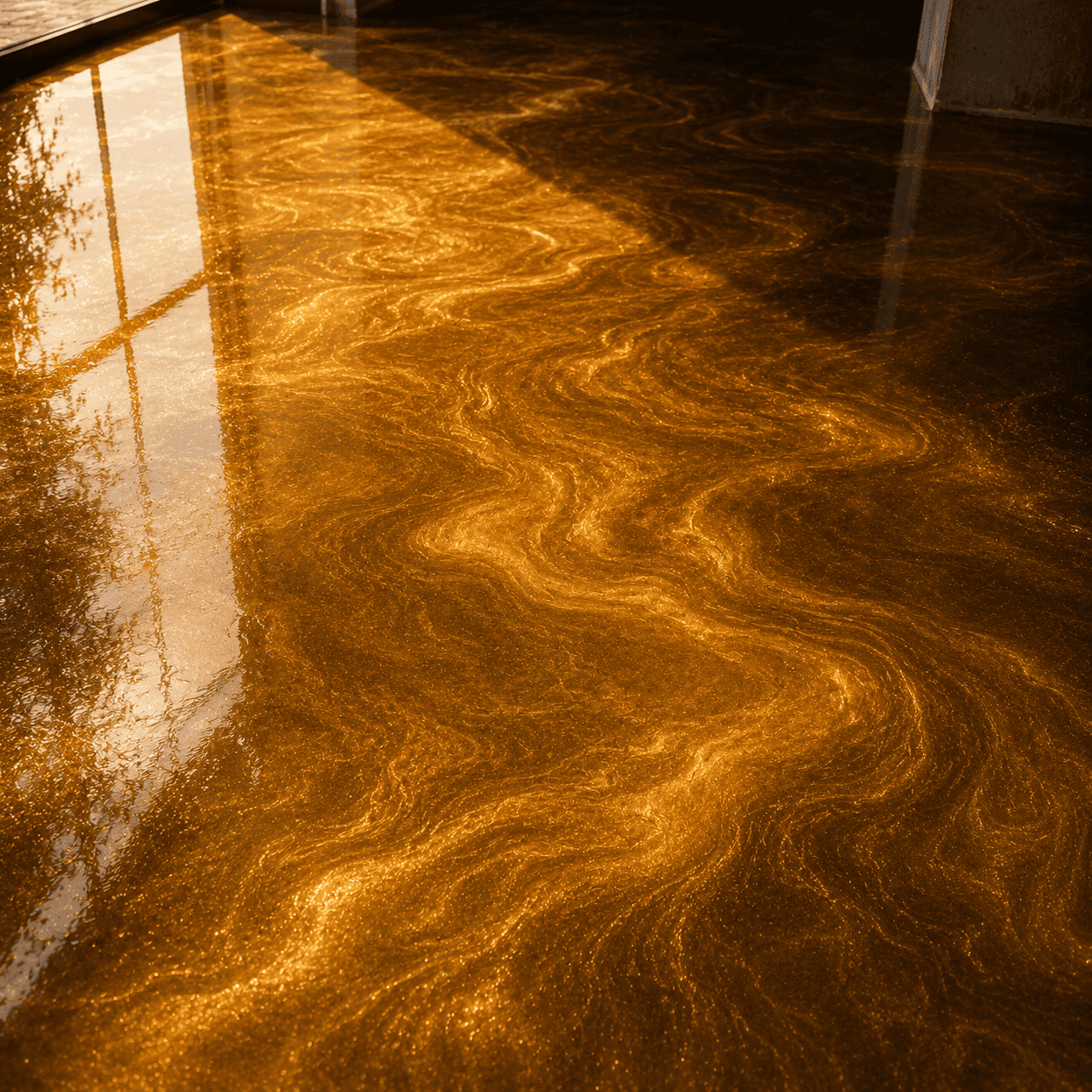 Goldener Boden unter UV-Licht