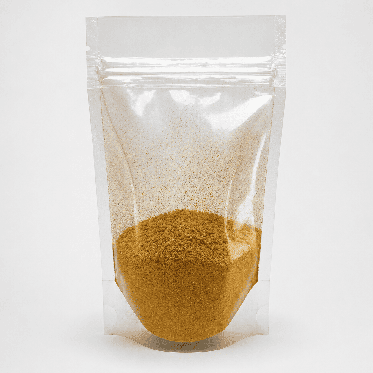 Goldenes Pulver in durchsichtiger Plastik Verpackung