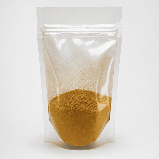 Goldenes Pulver in durchsichtiger Plastik Verpackung