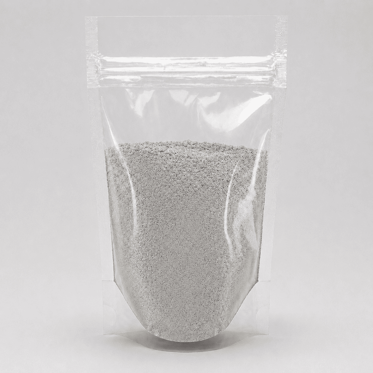Weißes Pulver in durchsichtiger Plastik Verpackung