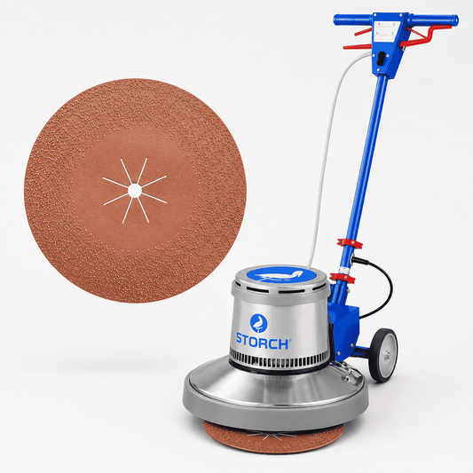 Schleifmaschine und Schleifpapier auf weißem Hintergrund
