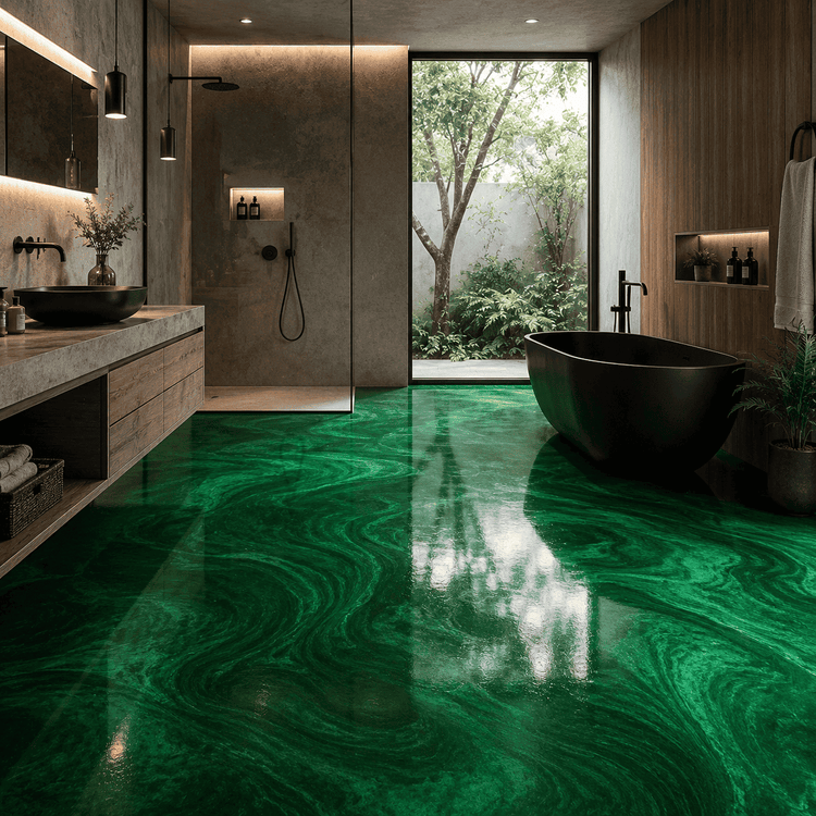 Hellgrünes Badezimmer mit Dusche
