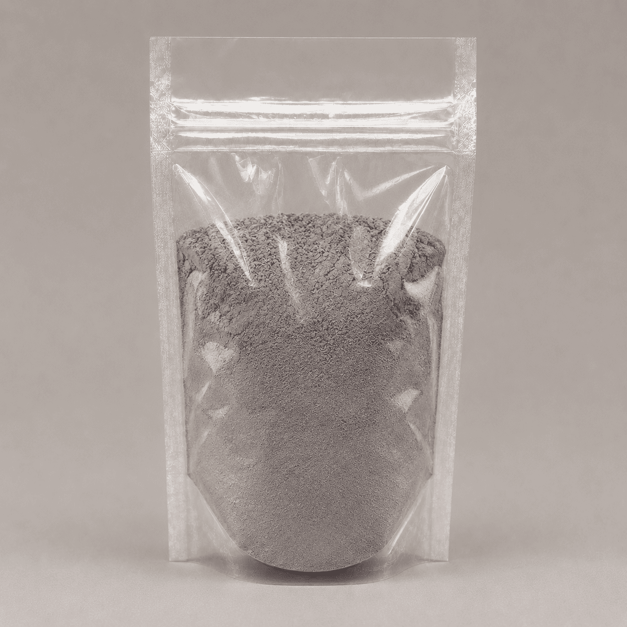 Silbernes Pulver in durchsichtiger Plastik Verpackung