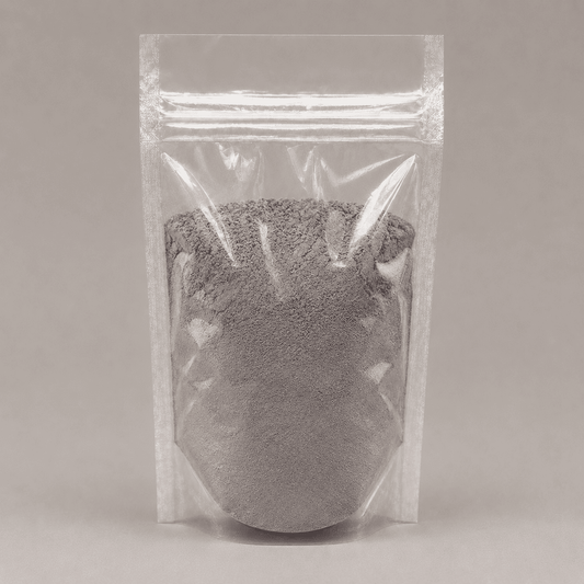 Silbernes Pulver in durchsichtiger Plastik Verpackung