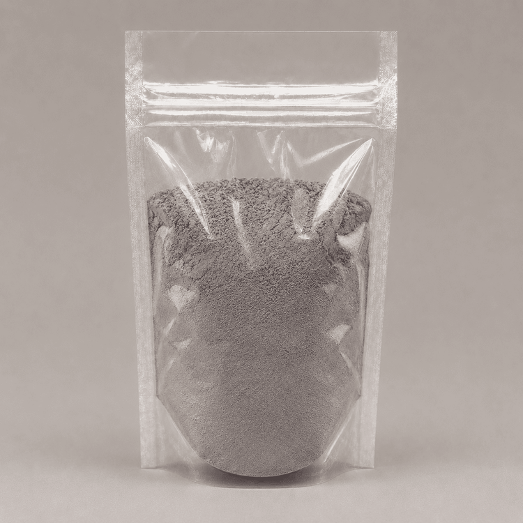 Silbernes Pulver in durchsichtiger Plastik Verpackung