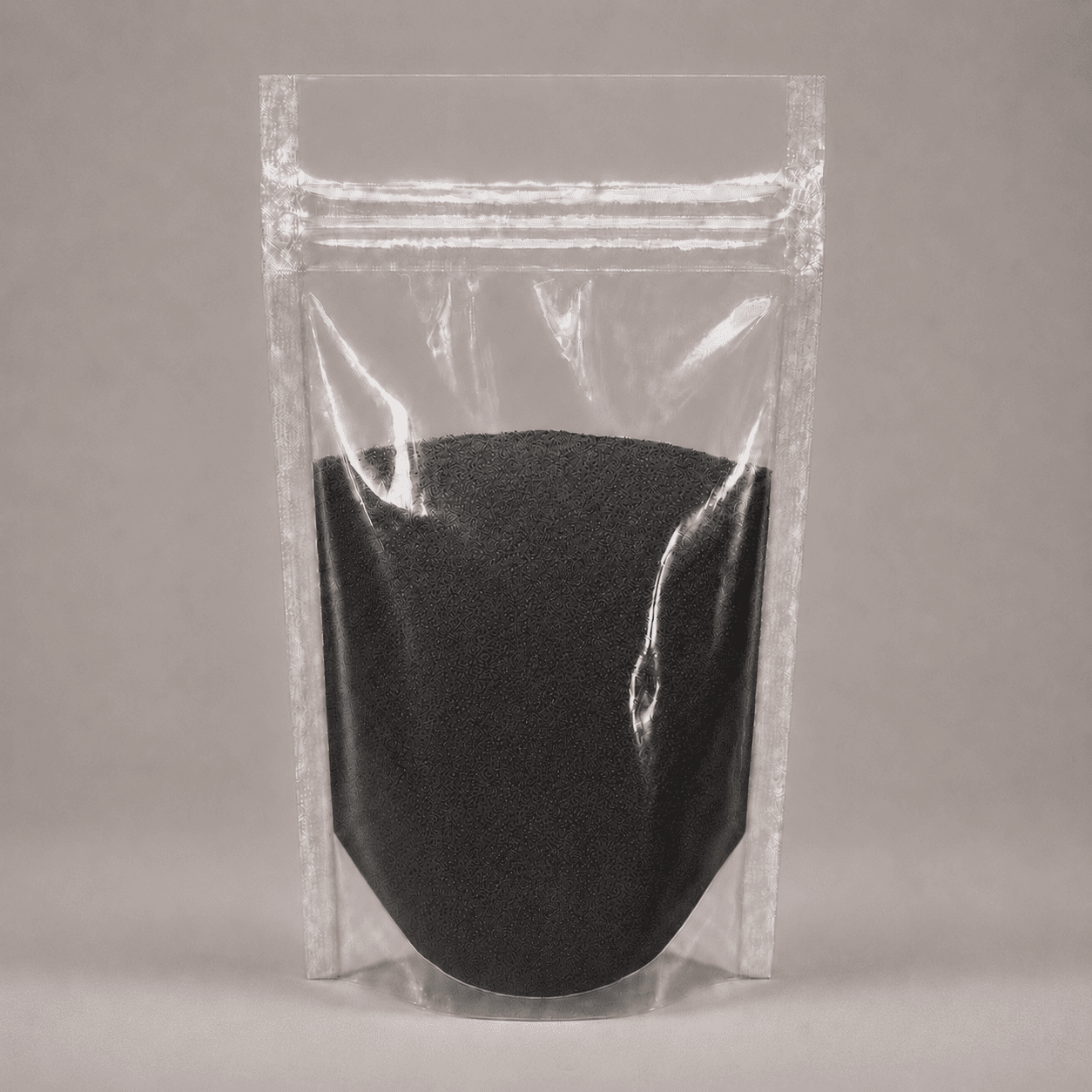 Silbergraues Pulver in durchsichtiger Plastik Verpackung