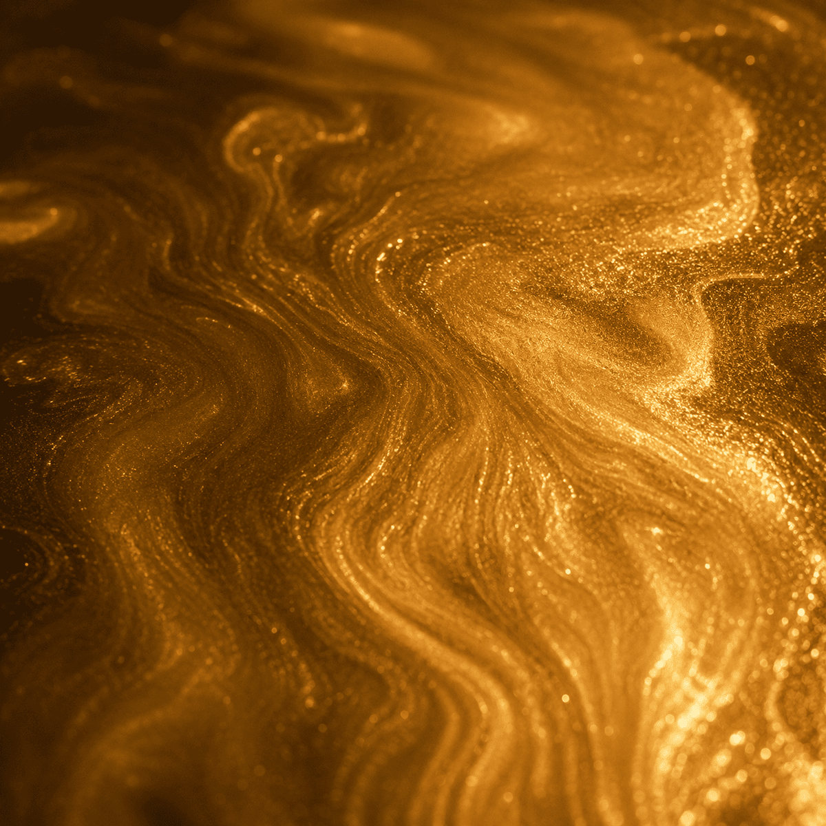 Nahaufnahme von Maya Gold UV Metallic-Epoxidharz mit warmer Goldoptik, luxuriöser Marmorstruktur, intensivem Perleffekt, brillantem Schimmer und faszinierender Tiefenwirkung.