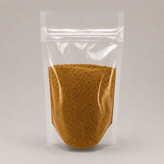 Goldenes Pulver in durchsichtiger Plastik Verpackung
