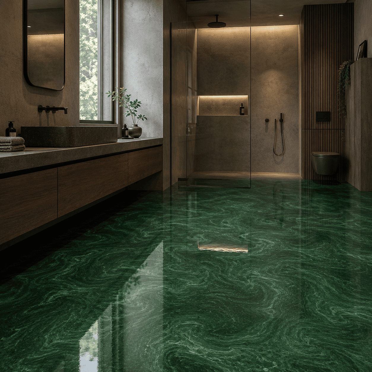 Badezimmer mit einem grüner Boden