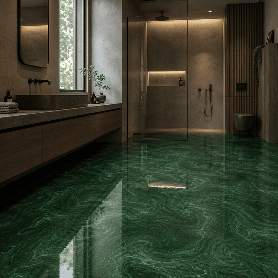 Badezimmer mit einem grüner Boden