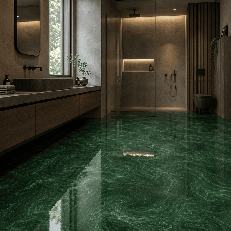 Badezimmer mit einem grüner Boden