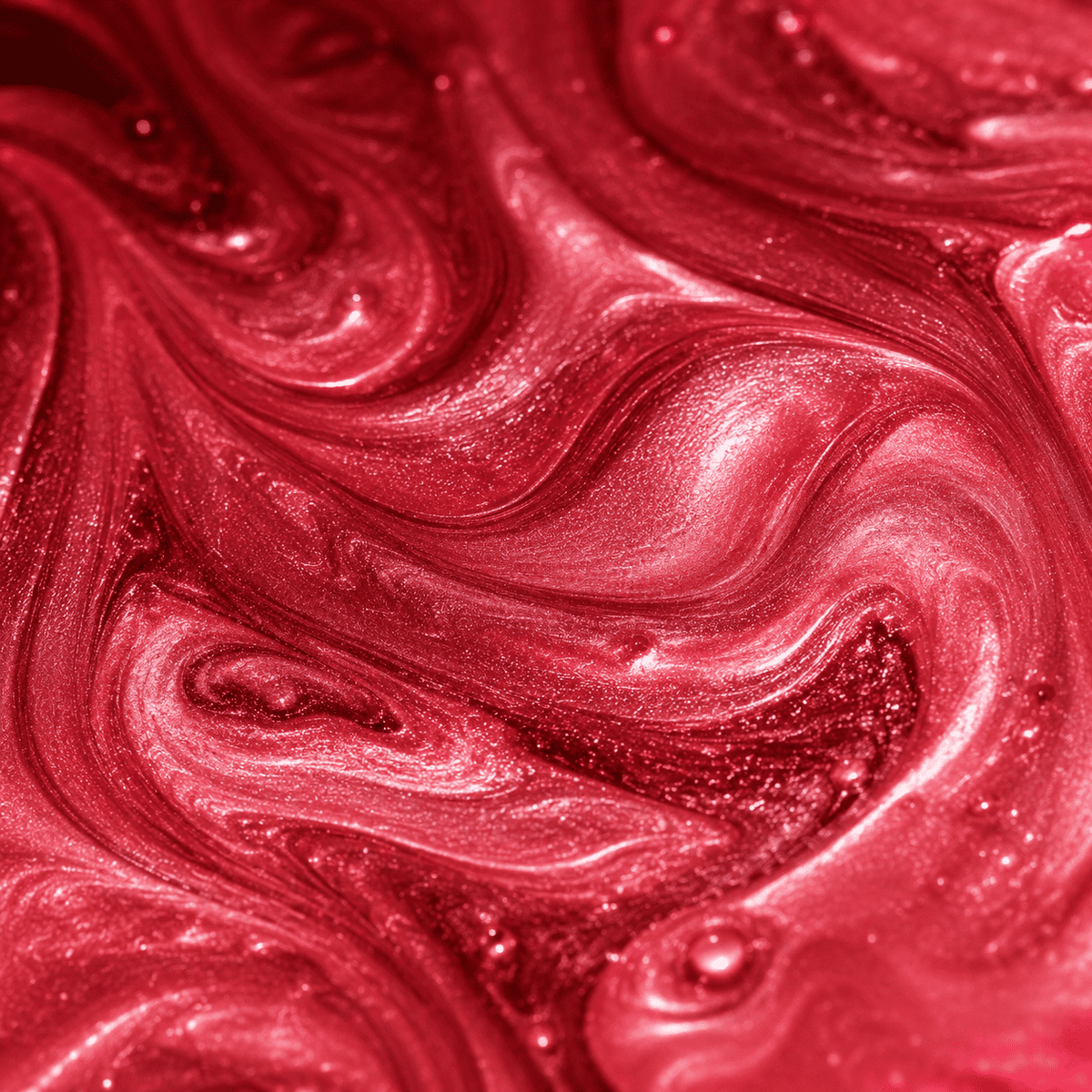 Peach-rotes Metallic-Epoxidharz mit intensiver Marmorstruktur, brillantem Perleffekt, leuchtendem Metallglanz und faszinierender Tiefenwirkung.