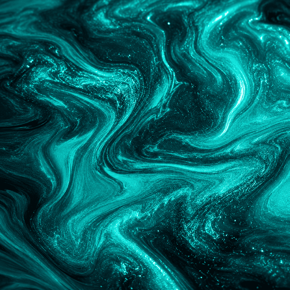 Pfauengrünes Metallic-Epoxidharz mit intensiver Marmorstruktur, schimmerndem Perleffekt, brillanter Tiefenwirkung und luxuriösem Hochglanz-Finish.