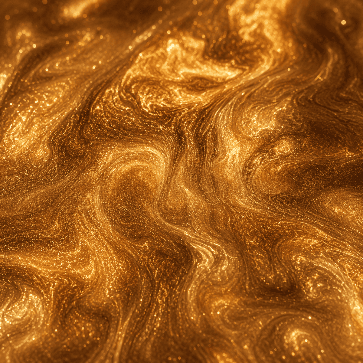 Nahaufnahme von Satin Gold UV Metallic-Epoxidharz mit edler Goldoptik, luxuriöser Marmorstruktur, intensivem Perleffekt, brillantem Schimmer und faszinierender Tiefenwirkung.