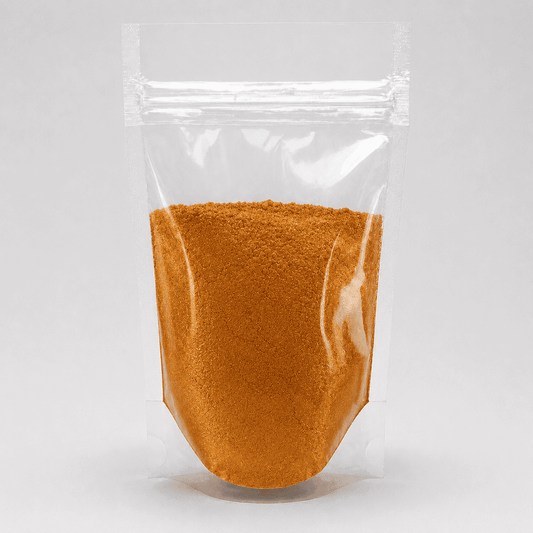 Goldenes Pulver in durchsichtiger Plastik Verpackung