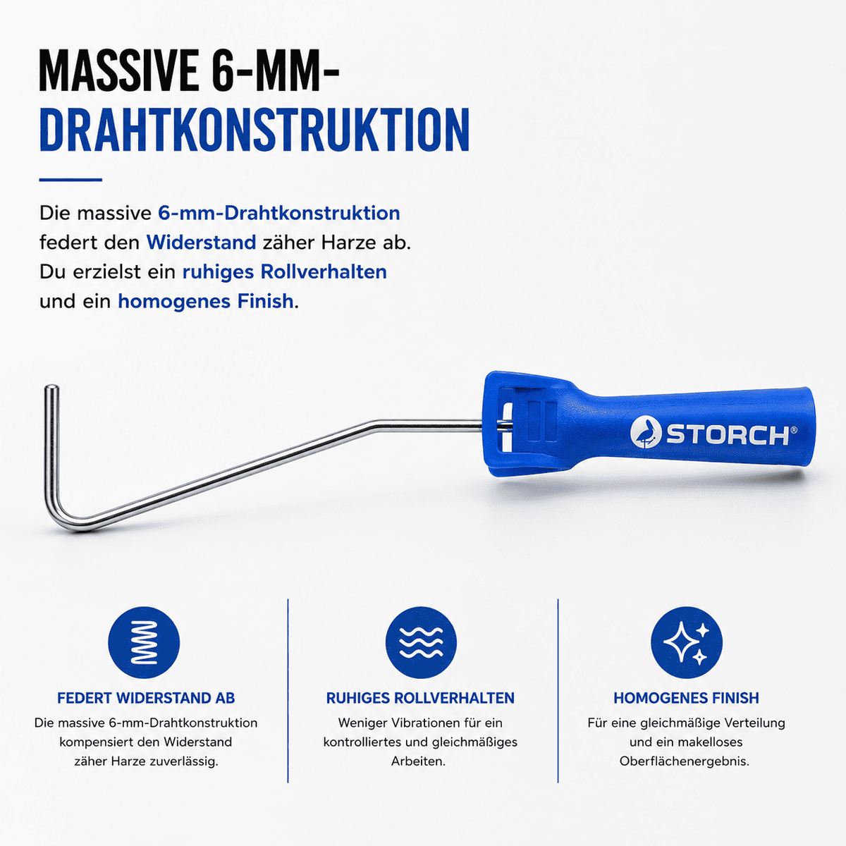 39 cm Steckbügel mit massiver 6-mm-Drahtkonstruktion für ruhiges Rollverhalten