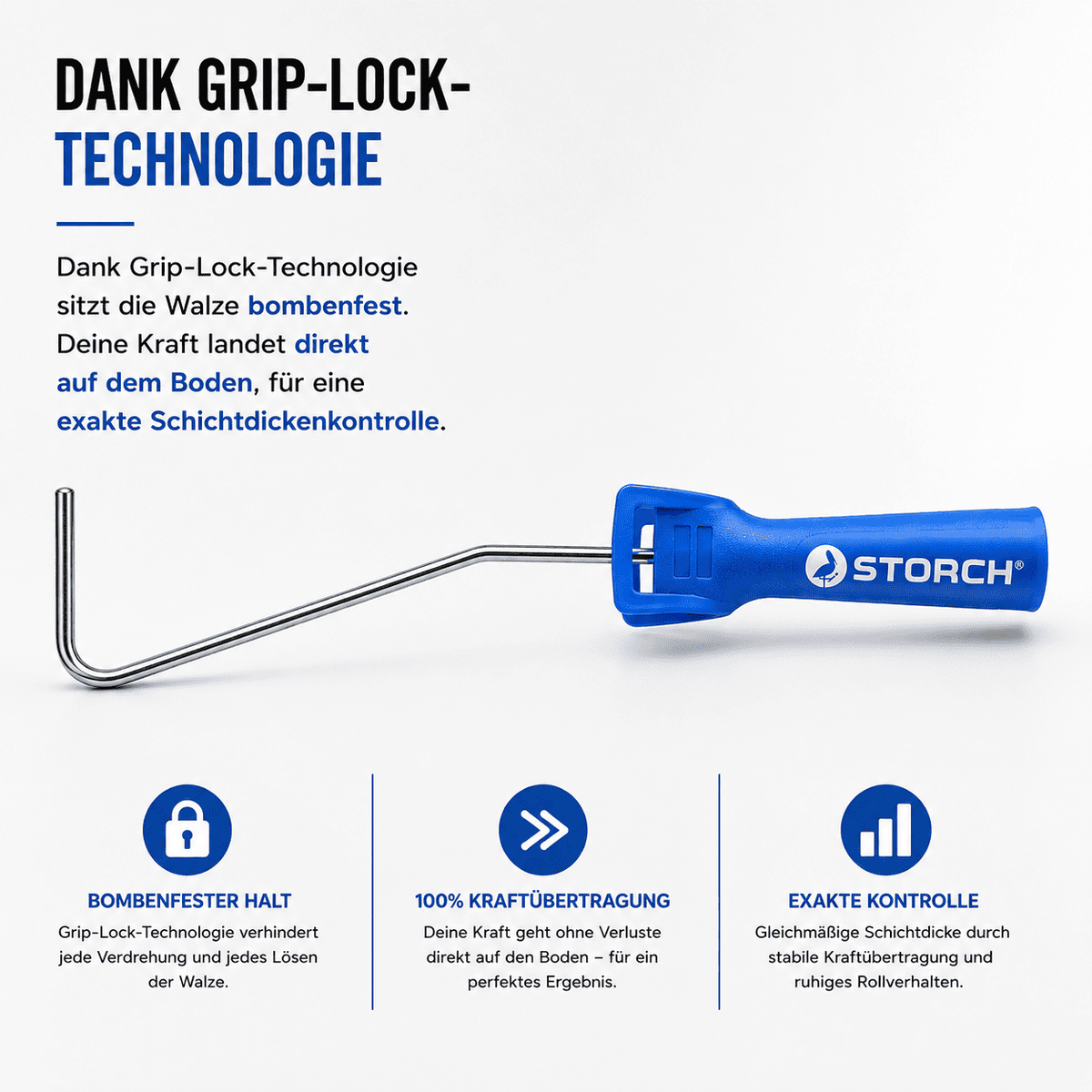 39 cm Steckbügel mit Grip-Lock-Technologie für exakte Schichtdickenkontrolle