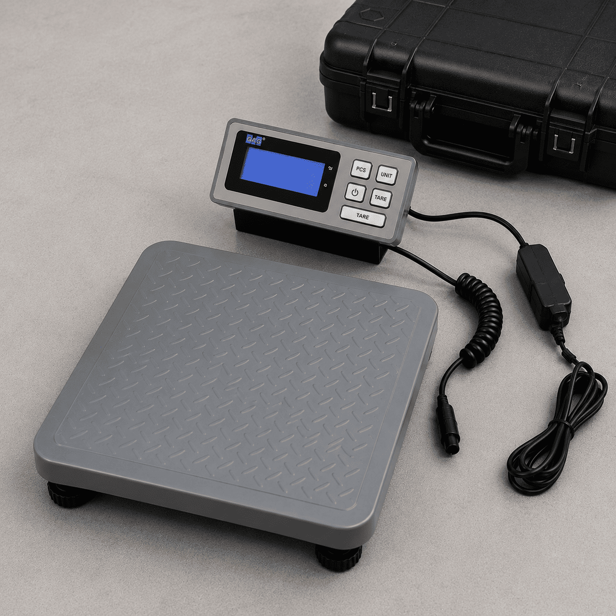 Digitale Plattformwaage mit externem Display und Transportkoffer