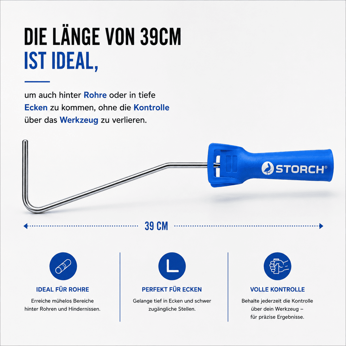 39 cm Steckbügel für präzises Arbeiten an Rohren und tiefen Ecken
