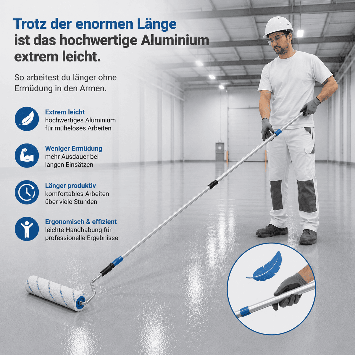 Leichte Aluminium-Teleskopstange für ermüdungsarmes Auftragen von Epoxidharz-Beschichtungen