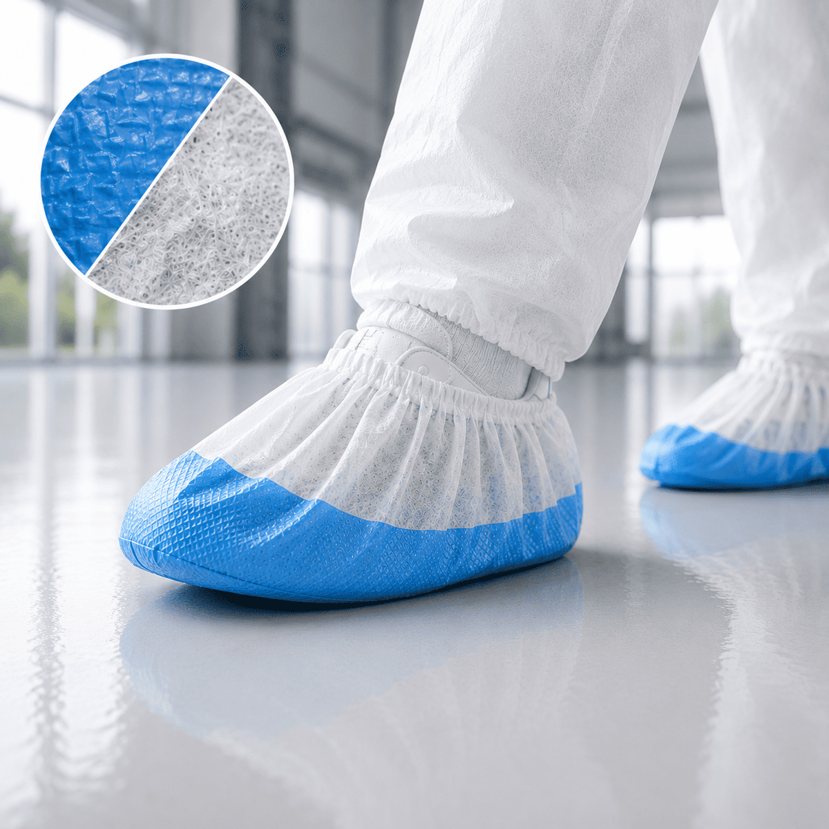Überziehschuhe mit wasserabweisender Unterseite für sauberes Arbeiten auf Epoxidharz-Böden