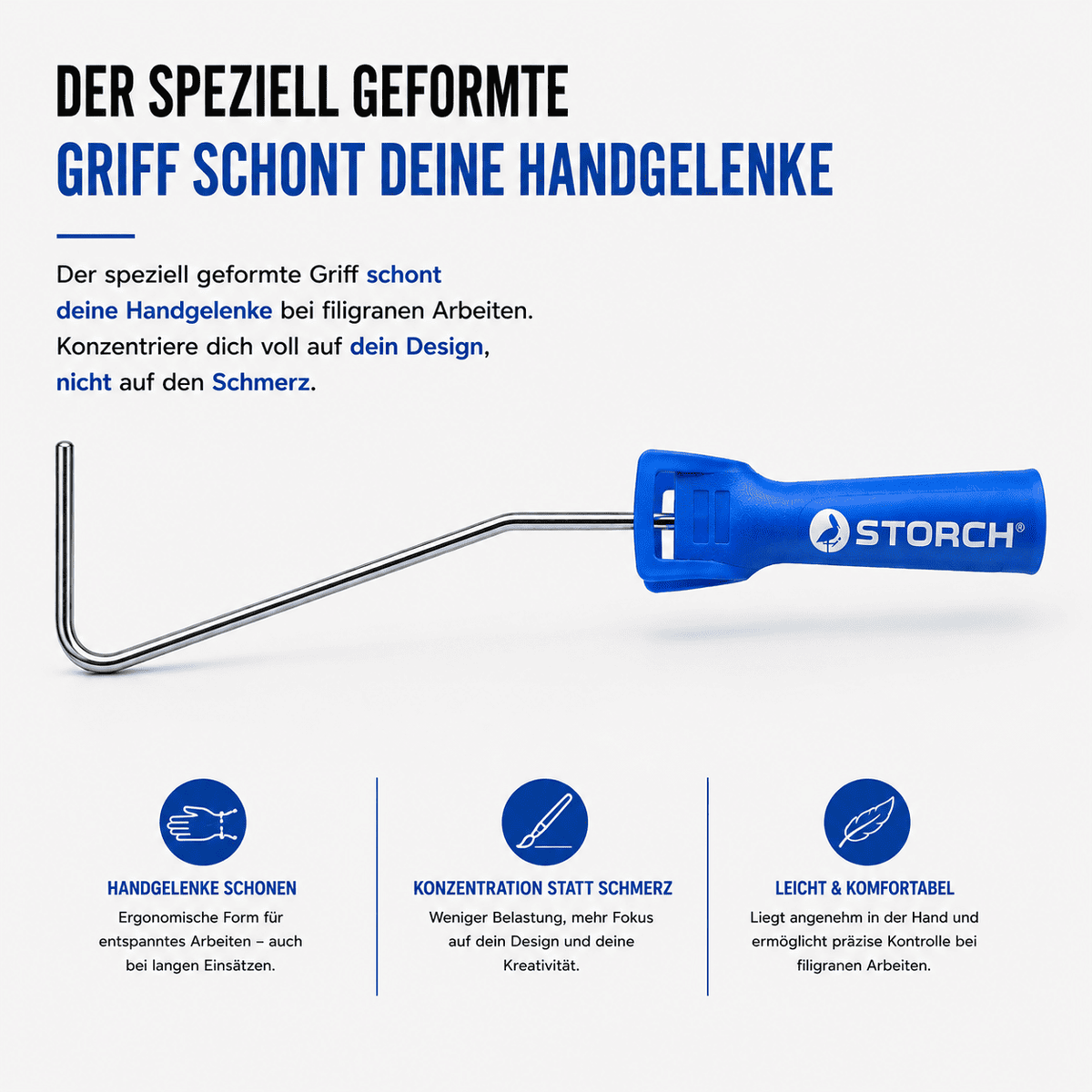 39 cm Steckbügel mit ergonomischem Griff für handgelenkschonendes Arbeiten