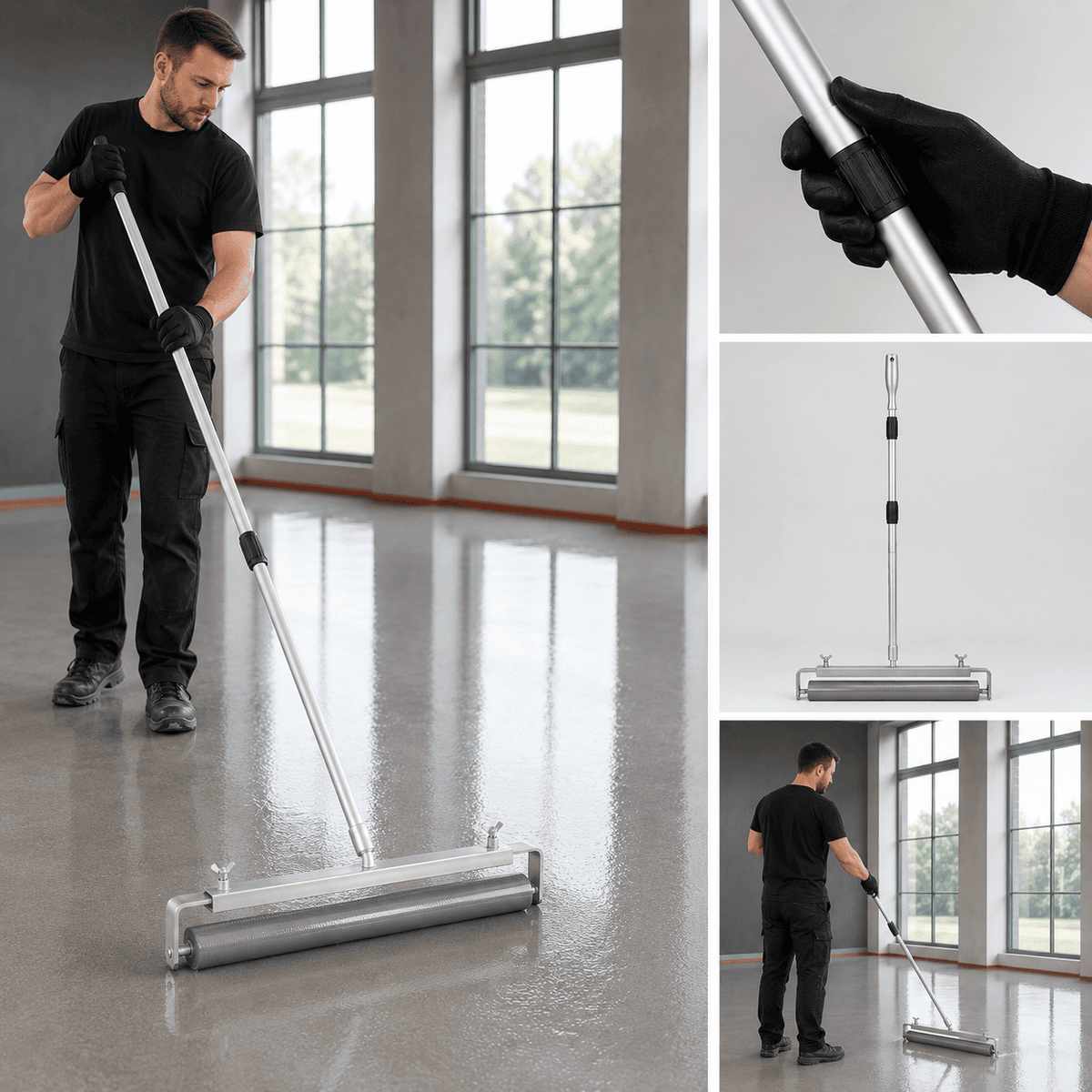 Entlüftungsroller mit Teleskopstiel für Epoxidharz-Bodenbeschichtung