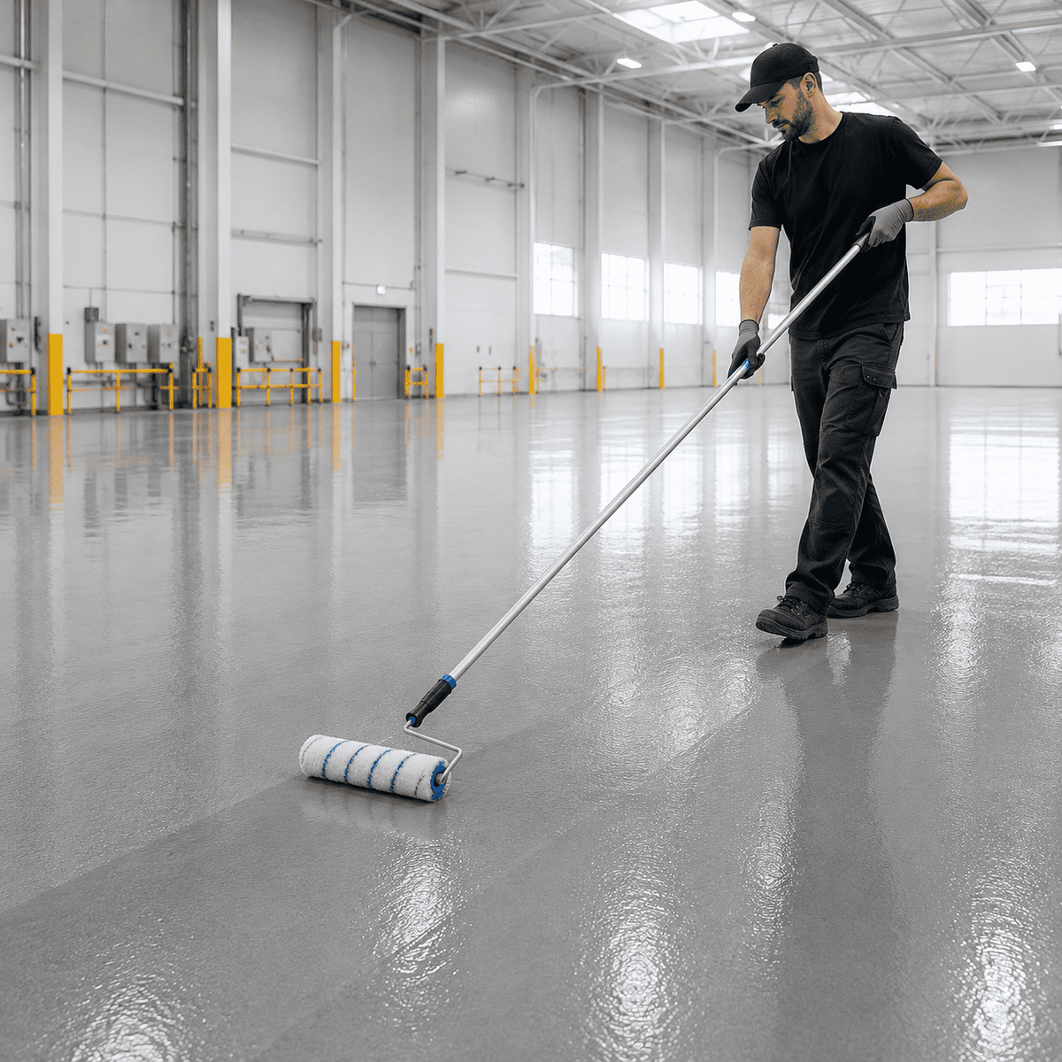 25 cm Farbwalze mit Teleskopstange zum Auftragen von Epoxidharz-Beschichtungen
