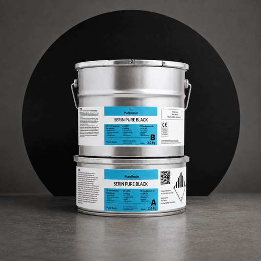 Silber, blauer Coating Eimer Serin Pure Schwarz mit einem schwarzen Kreis hinter dem Eimer