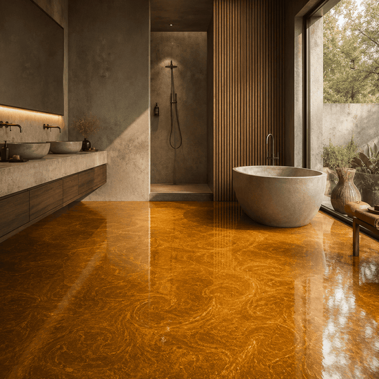 Badezimmer mit einem goldenen Boden