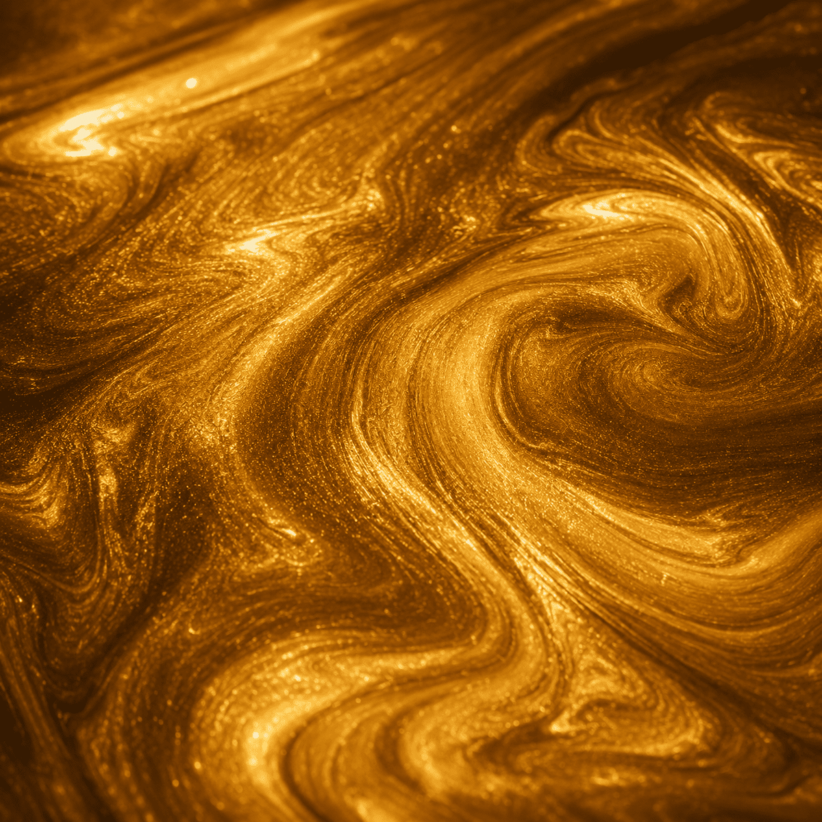 Nahaufnahme von Shimmer Gold UV Metallic-Epoxidharz mit strahlender Goldoptik, luxuriöser Marmorstruktur, brillantem Perleffekt, intensivem Goldschimmer und faszinierender Tiefenwirkung.