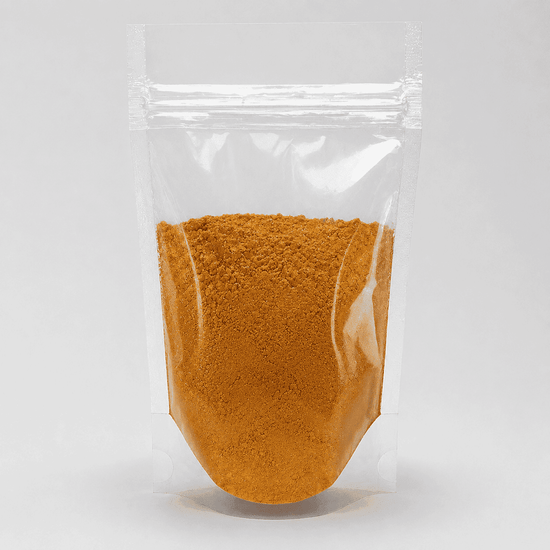 Goldenes Pulver in durchsichtiger Plastik Verpackung