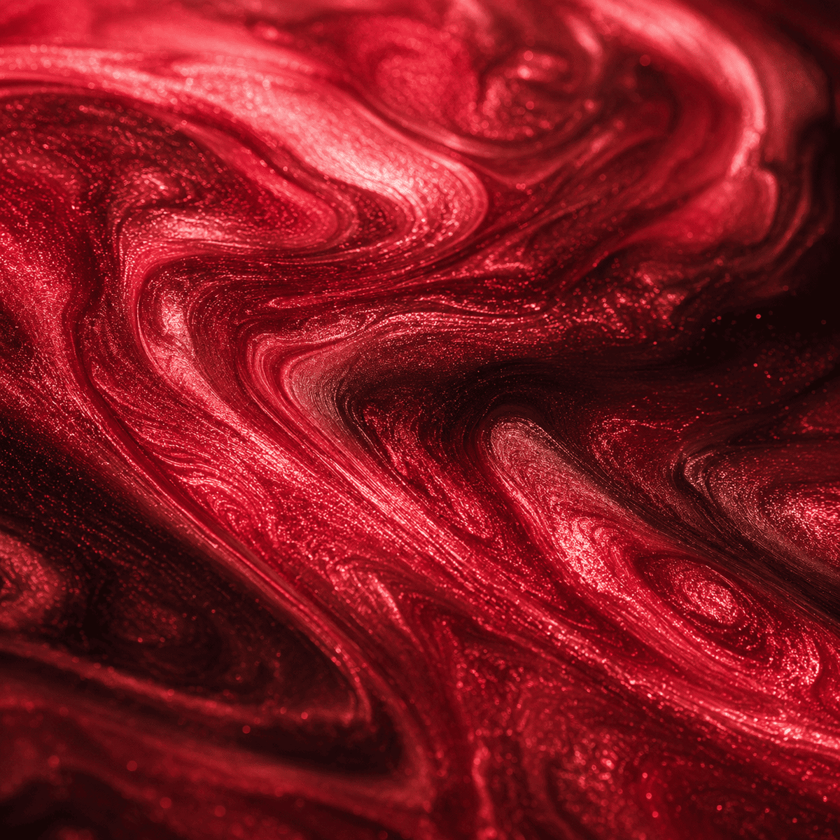 Nahaufnahme von Soulfire UV Metallic-Epoxidharz mit intensiver Tiefenwirkung, luxuriöser Marmorstruktur, brillantem Perleffekt und faszinierendem, feurigem Schimmer.