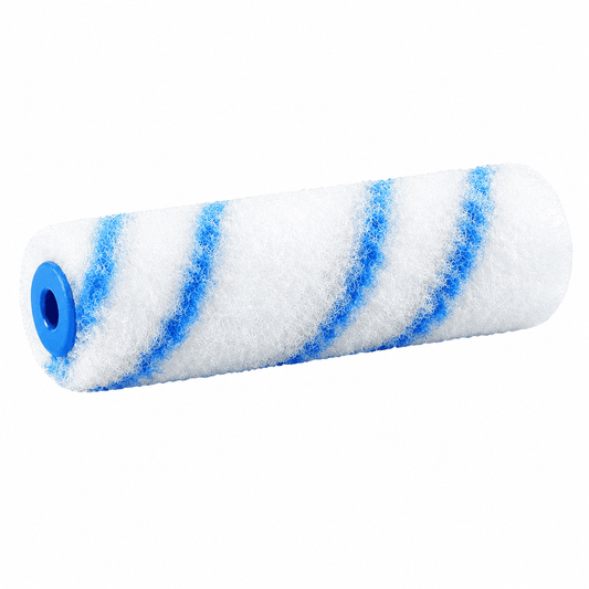 Weiß Blaue Lackierwalze Zehn Zentimeter auf weißem Hintergrund